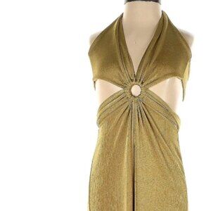 PrettyLittleThing Gold Halter Jumpsuit